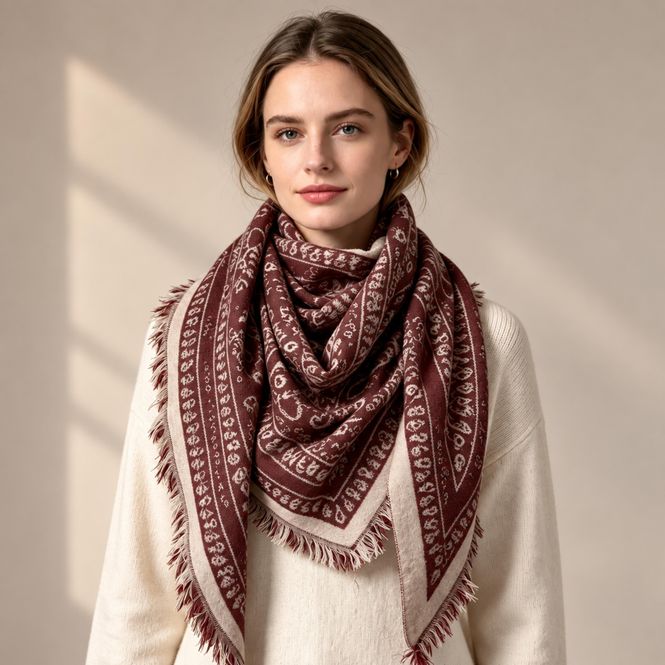 Hovedbilde 7152 Trekantskjerf ullmix - brun
