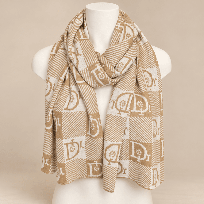 Hovedbilde C05 Skjerf m/glitter - beige