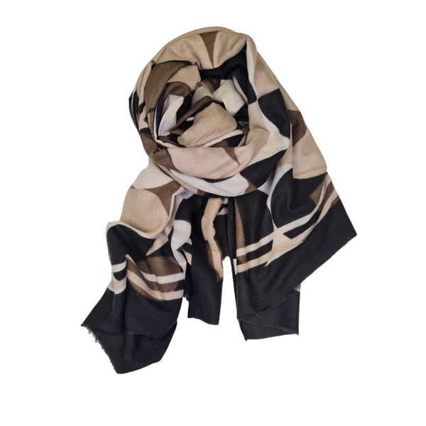 Hovedbilde 1795 Skjerf mellomtykk - sort/beige