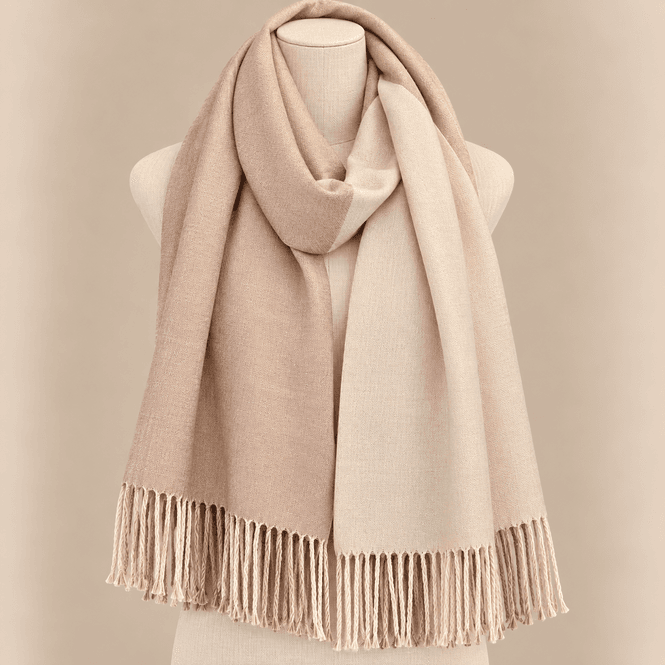 Hovedbilde Tofarget skjerf viscose - beige/offwhite