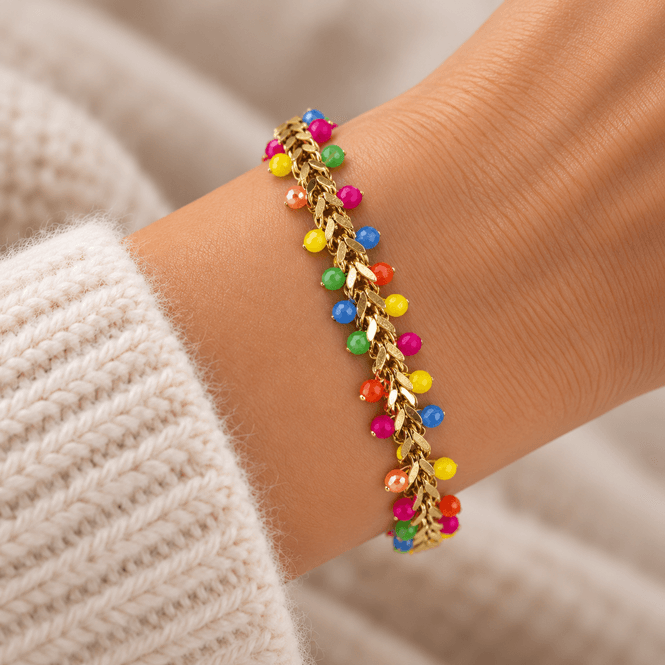 Hovedbilde Armbånd fargede steiner/gull 2151