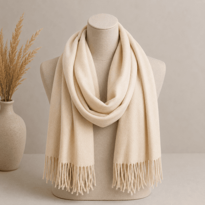 Hovedbilde 412 Ensfarget skjerf i viscose - beige