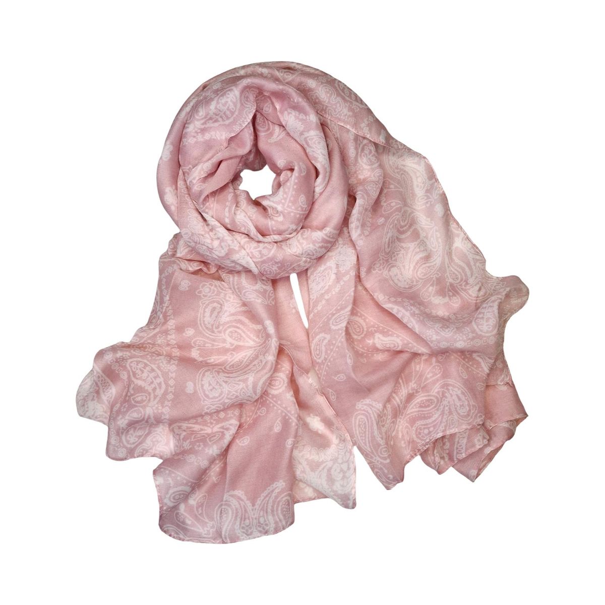 C283 Skjerf viscose/bomull paisly - rosa