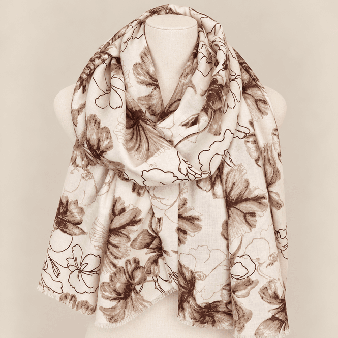 Hovedbilde RE-J125 Vanlig skjerf viscose abstrakt  - beige
