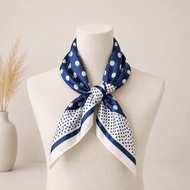 Hovedbilde RE-JS47 Lite skjerf polka silke/viscose - blå