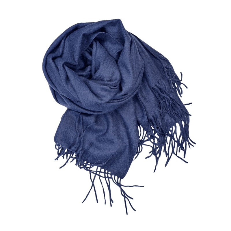 412 Ensfarget skjerf i viscose - navy blå