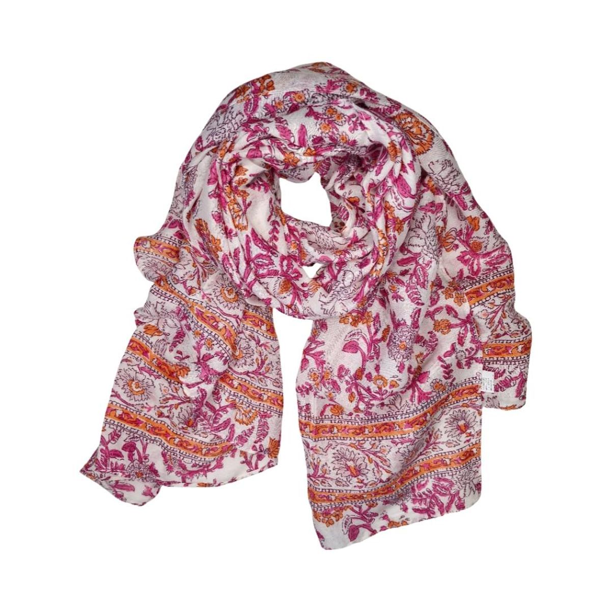 C264 Skjerf viscose/bomull småblomstret - rosa