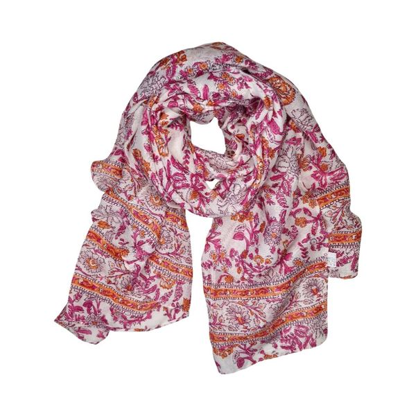 Hovedbilde C264 Skjerf viscose/bomull småblomstret - rosa