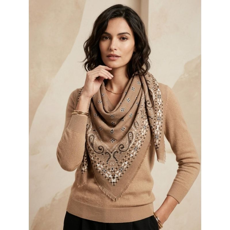 CN110-01 Firkantet skjerf ullmix - taupe