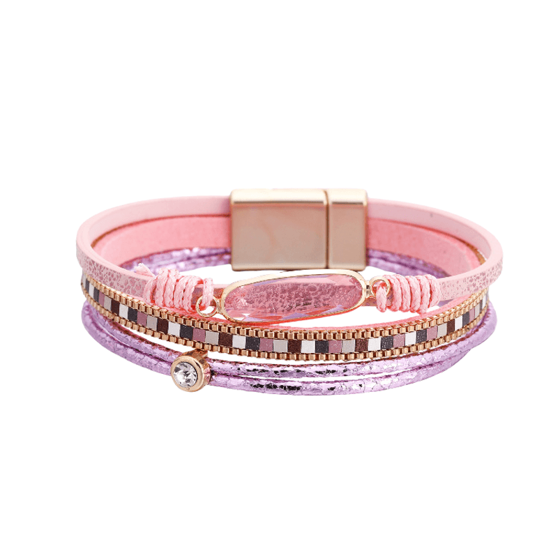Armbånd rosa/gull 2124