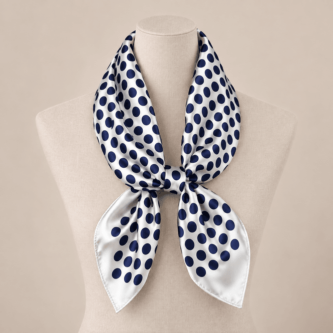 Hovedbilde FJ71 Lite skjerf polka - hvit/blå