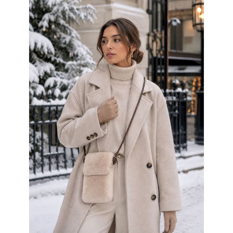 BA15685 Fuskepels veske - beige