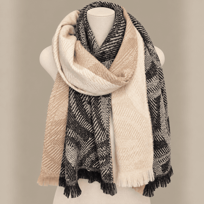 Hovedbilde 12095 Skjerf mellomtykk ullmix - beige