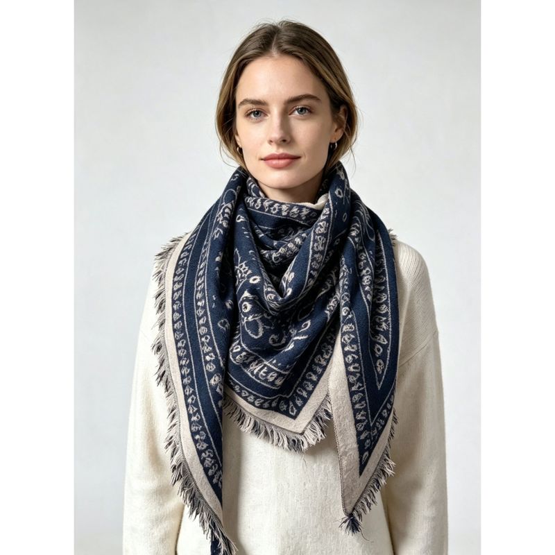 7152 Trekantskjerf ullmix - blå