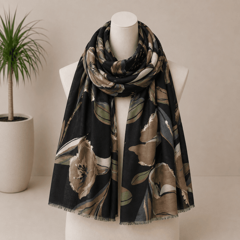 C318 Skjerf viscose  - sort