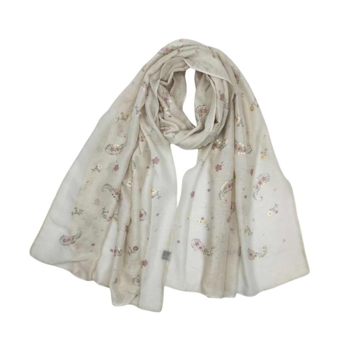  WCH-368 Lett skjerf med paisley - beige
