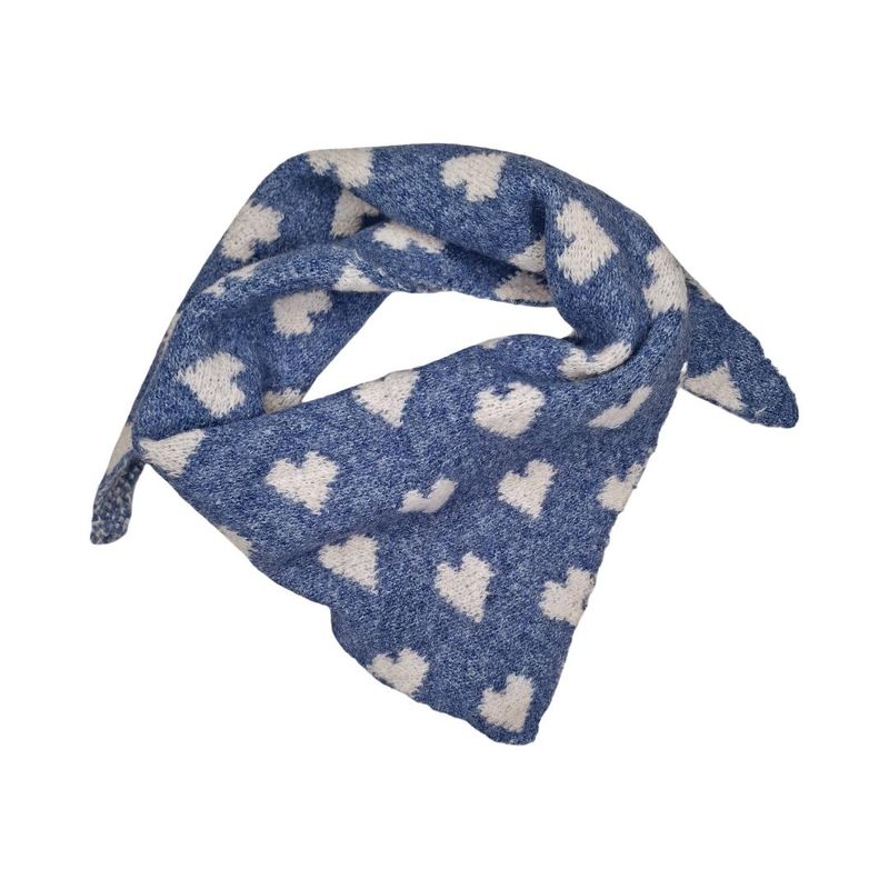 ZY1209  Lite skjerf ullmix hjerter - jeans blå