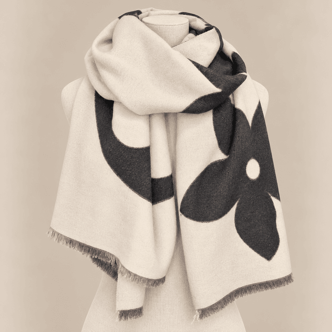 Hovedbilde RE-D07 Skjerf - sort/beige