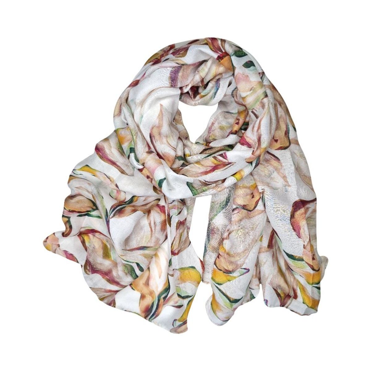 C286 Skjerf viscose/bomull blomst - beige