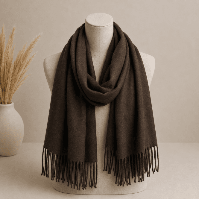 Hovedbilde 412 Ensfarget skjerf i viscose - brun