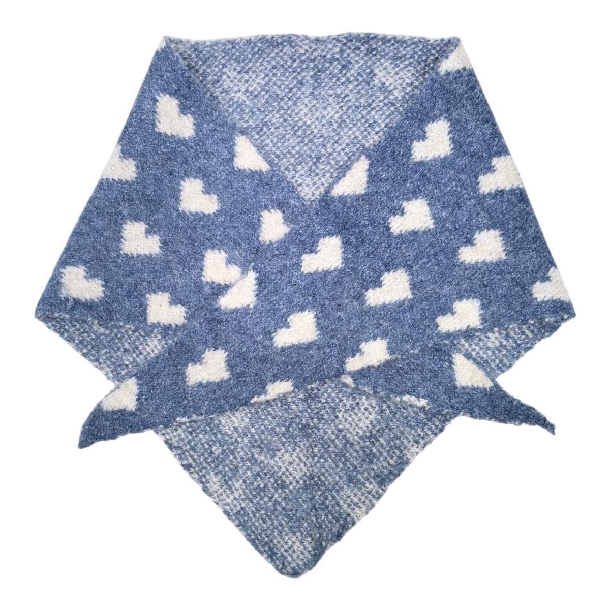 ZY1209  Lite skjerf ullmix hjerter - jeans blå