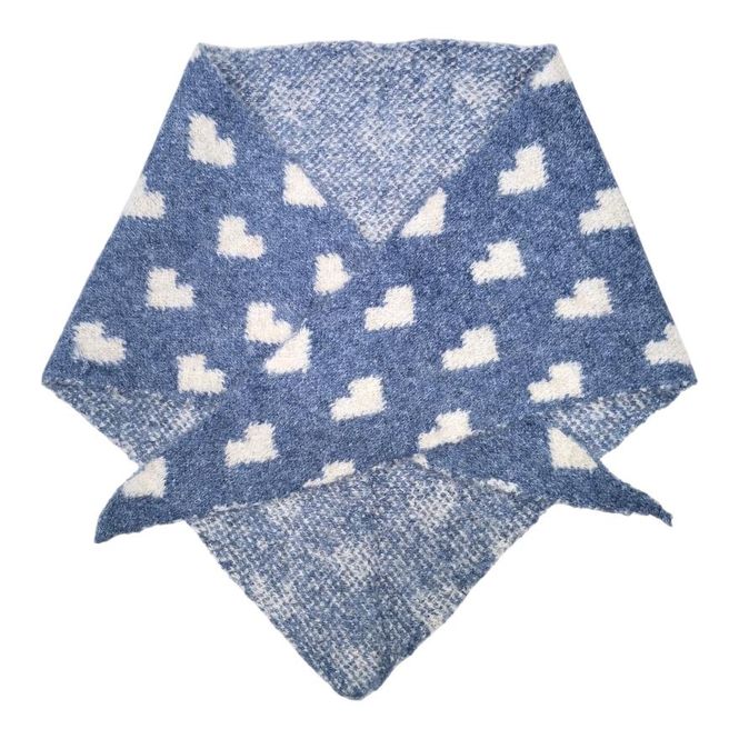 Hovedbilde ZY1209  Lite skjerf ullmix hjerter - jeans blå