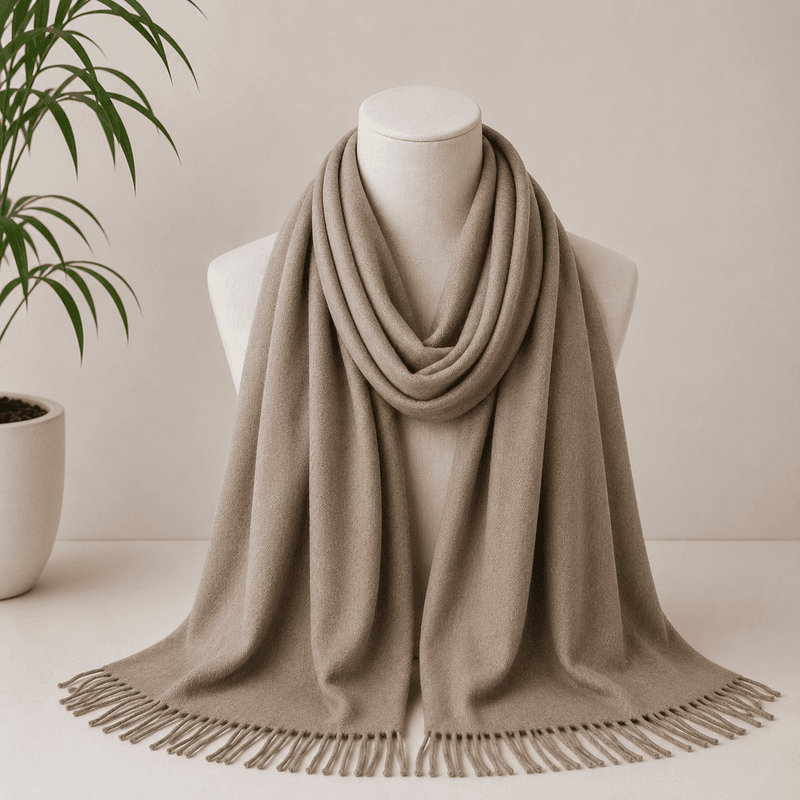412 Ensfarget skjerf i viscose - taupe