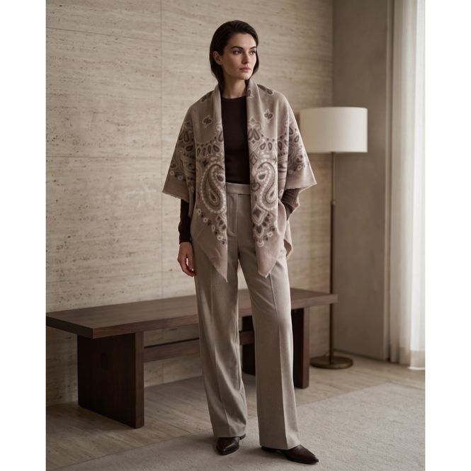Hovedbilde FA43036 Firkantet skjerf 100% ull - taupe